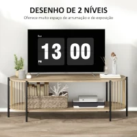 HOMCOM Móvel de TV Estilo Boémio Móvel de TV até 55 Polegadas com Detalhes em Corda de Papel e 2 Prateleiras Abertas 124x43,5x41 cm Madeira(m-5)