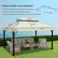 Outsunny Toldo de Substituição para Pérgola 4x3 m Toldo para Pérgola com Teto Duplo e Proteção UV 30+ Creme(m-3)