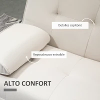 HOMCOM Sofá Cama 3 Plazas con Respaldo Ajustable de 3 Niveles Reposabrazos Desmontable 181x77x78 cm Beige(m-6)