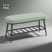 HOMCOM PU Leather Shoe Storage Bench - Green(m-3)