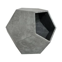 Niche pour chat polygonale avec veinure de bois, table d'appoint pour le canapé, 66x66x53 cm, Gris(m-8)