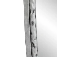 Specchio retrò ovale con cornice in ferro, da parete per bagno, soggiorno, 65x3x100 cm, Argento(m-6)