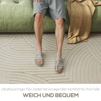 HOMCOM Maschinengewebter Teppich, 15 mm hoch, vielseitig einsetzbar, rutschfest, Cremeweiß(m-4)