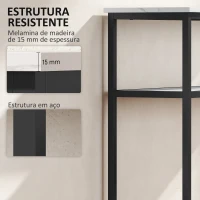 HOMCOM Mesa Consola Moderna Consola Estreita com Superfície com Efeito Mármore Prateleira Aberta e Estrutura de Metal 100x30x81 cm Branco(m-5)