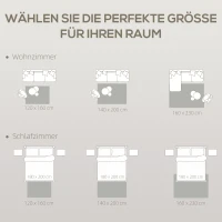 HOMCOM Maschinengewebter Teppich, 15 mm hoch, vielseitig einsetzbar, rutschfest, Cremeweiß(m-6)