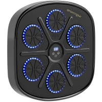 SPORTNOW Music Boxing Machine, Smart Bluetooth Boxing Machine Wall Mounted with 9 Speeds & Modes, LED Lights and Gloves, Punching Pad for Adults, Black(m-11)
