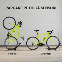 SPORTNOW Rastel pentru Biciclete Reglabil cu Tub de Suport, din Oțel și Plastic, 75x41x71-81 cm, Negru(m-4)