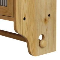 Armoire murale avec portes en verre, espace de rangement à trois niveaux et porte-serviettes, pour salle de bain, cuisine, salle à manger, 63x18x60 cm, Couleur naturelle(m-8)