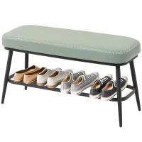 HOMCOM PU Leather Shoe Storage Bench - Green(m-11)