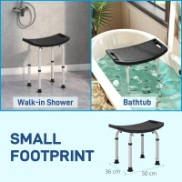 HOMCOM Height Adjustable Bath Stool, Aluminium Shower Stool with Non-Slip Pads for Elderly, Disabled, Seniors, Pregnant, Black(m-5)