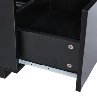Modern High Gloss Coffee Table with 2 Storage Drawers, Unique Shape Centre Table with Customisable LED Lights, 100L x 50W x 35H cm, Black(m-10)