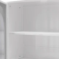 Armoire murale avec quatre portes en verre et étagère, pour cuisine, salon, salle de bain, 120x23x70 cm, Blanc(m-9)