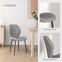 HOMCOM Set di 4 Sedie da Pranzo Moderne per Cucina e Soggiorno con Rivestimento in Flanella, Grigio(m-5)
