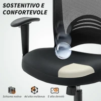 HOMCOM Sedia da Ufficio Traspirante e Reclinabile ad Altezza Regolabile, in Tessuto a Rete, 65x59x92.5-102.5 cm, Nero(m-6)