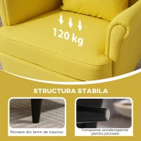 HOMCOM Fotoliu cu Taburet Asortat în Stil Contemporan Galben(m-6)