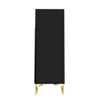 Elegant Sideboard with Adjustable Shelves, Gold-Plated Details, Shoe Cabinet with Push-to-Open Design, 83L x 35W x 101H cm, Black(m-14)