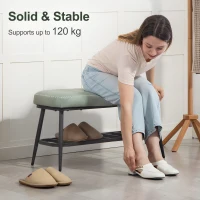 HOMCOM PU Leather Shoe Storage Bench - Green(m-6)