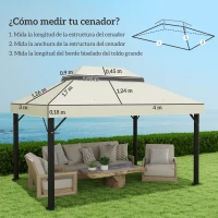 Outsunny Toldo de Recambio 4x3 m con Techo Doble con Orificios de Drenaje y Protección UPF30+ Crema Solo Toldo NO Incluye Marco(m-3)