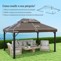 Outsunny Toldo de Substituição para Pérgola 4x3 m Toldo para Pérgola com Teto Duplo e Proteção UV 30+ Café(m-3)