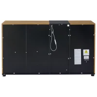 Modern Sideboard with 3 Drawers, LED Lighting, Storage Cabinet with Adjustable Glass Shelves, 140L x 40W x 80H cm, Black+Brown(m-13)