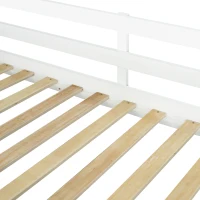 3ft Bunk Bed with Decorative Canopy, Corner Staircase, Picture Bookshelf, MDF and Pinewood Frame, 250L x 108W x 228.5H cm, White+Green(m-10)