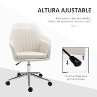 Vinsetto Silla de Oficina Silla de Escritorio Giratoria con Altura Ajustable y Reposabrazos para Estudio Tocador 61x59x96cm Beige(m-4)