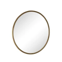 Specchio rotondo da parete con cornice in metallo, per parete, bagno, soggiorno, camera da letto, tavolo da trucco, corridoio, 80x2x80 cm, Bronzo(m-8)