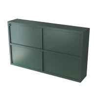 Armoire murale avec quatre portes en verre et étagère, pour cuisine, salon, salle de bain, 120x23x70 cm, Vert foncé(m-12)