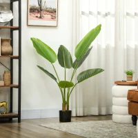 HOMCOM Planta Artificial Decorativa 109 cm Bananeira Artificial com Vaso e Folhas para Interior Casa Sala de Estar Escritório Verde(m-7)