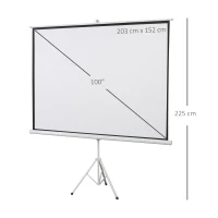 HOMCOM Ecrã de Projeção Manual com Suporte 100 Polegadas Formato 4:3 para Interior e Exterior 203x152 cm Branco(m-3)