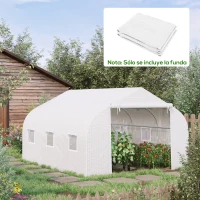 Outsunny Plásticos para Invernaderos 3,5x3x2 m Cubierta de Repuesto para Invernadero de Polietileno con 6 Ventanas y Puerta Enrollable Protección de Plantas para Jardín Blanco(m-2)