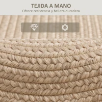 HOMCOM Alfombra Salón 170x120 cm Lavable en Lavadora Tejido a Mano Estilo Rústico Tapete para Sala de Estar Dormitorio Beige(m-5)