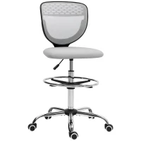 Vinsetto Silla de oficina ergonómica de malla, silla de dibujo, altura y reposapiés ajustable, 59 x 59 x 106-126 cm, gris(m-6)
