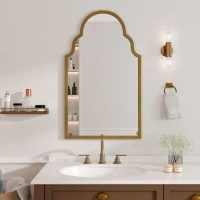 Miroir mural rectangulaire avec cadre en métal, pour salle de bain, salon, 61x3x101 cm, Bronze(m-1)