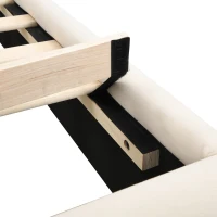 4ft6 Upholstered Double Bed with Durable Frame, Soft Headboard, Sturdy Slats, Velvet Bed for Adults, Teenagers, 213L x 152W x 89H cm, White(m-12)