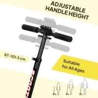 HOMCOM Foldable Kick Scooter with Double Shock Absorption and Big Wheels, Height Adjustable Aluminium Frame Big Wheel Scooter for 14+ Teens Adult - Yellow(m-5)