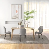 HOMCOM Set di 4 Sedie da Pranzo Moderne per Cucina e Soggiorno con Rivestimento in Flanella, Grigio(m-8)