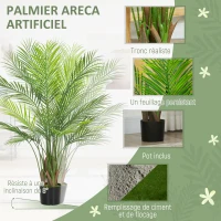 HOMCOM Plante artificielle intérieure 120 cm, palmier arbre artificiel avec pot en plastique et flocage, vert(m-4)