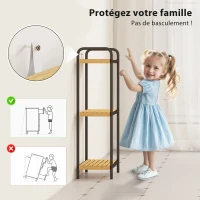 HOMCOM Étagère salle de bain étagère de rangement 3 niveaux étroite autoportante bambou 1,5 x 21,5 x 77,5 cm effet bois naturel(m-7)