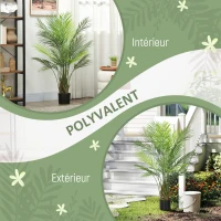 HOMCOM Plante artificielle intérieure 120 cm, palmier arbre artificiel avec pot en plastique et flocage, vert(m-5)
