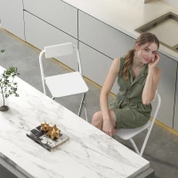 HOMCOM Juego de 2 Taburetes de Bar Plegables con Respaldo Reposapiés y Marco de Acero para Comedor Mostrador Blanco(m-7)