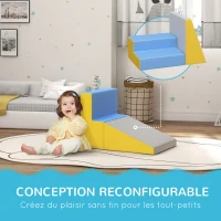 HOMCOM Parcours motricité bébé jouets d'escalade modulable 2 briques géantes en mousse 50 x 50 x 25 cm multicolore(m-4)