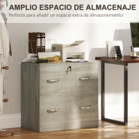 Vinsetto Cajonera de Escritorio con 2 Cajones con Guías para Carpetas Colgantes para A4 Cerradura y 2 Llaves 77x42x72 cm Natural(m-4)