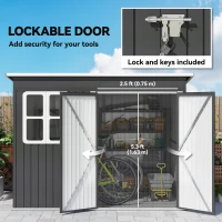 Outsunny 8.5 x 6ft Storage Shed Galvanised Steel Garden Shed, Metal Shed with Foundation Kit, Window, Lockable Wide Doors and Air Vents for Outdoor Patio, Dark Grey(m-7)
