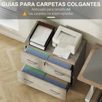 Vinsetto Cajonera de Escritorio con 2 Cajones con Guías para Carpetas Colgantes para A4 Cerradura y 2 Llaves 77x42x72 cm Natural(m-5)