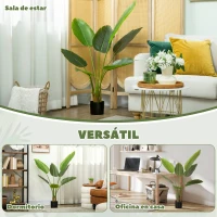 HOMCOM Planta Artificial Decorativa 109 cm Bananera Artificial con Maceta y Hojas para Interior Verde(m-5)