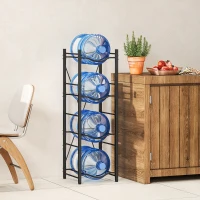 HOMCOM Soporte para Garrafones de Agua de 4 Niveles Estante de Almacenamiento para Botella de Agua para Cocina Comedor Negro(m-7)