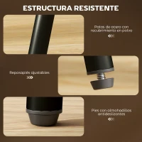 HOMCOM Juego de 2 Altos de Cocina con Respaldo de Ratán Asiento de PU Marco de Acero y Reposapiés Marrón(m-6)