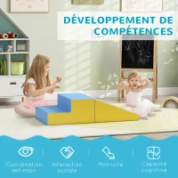 HOMCOM Parcours motricité bébé jouets d'escalade modulable 2 briques géantes en mousse 50 x 50 x 25 cm multicolore(m-7)