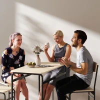 HOMCOM Esszimmer-Set 5-teilig mit rechteckigem Tisch und 4 Esszimmerstühlen, aus Holz und Metall, Schwarz und Holzfarbe(m-4)